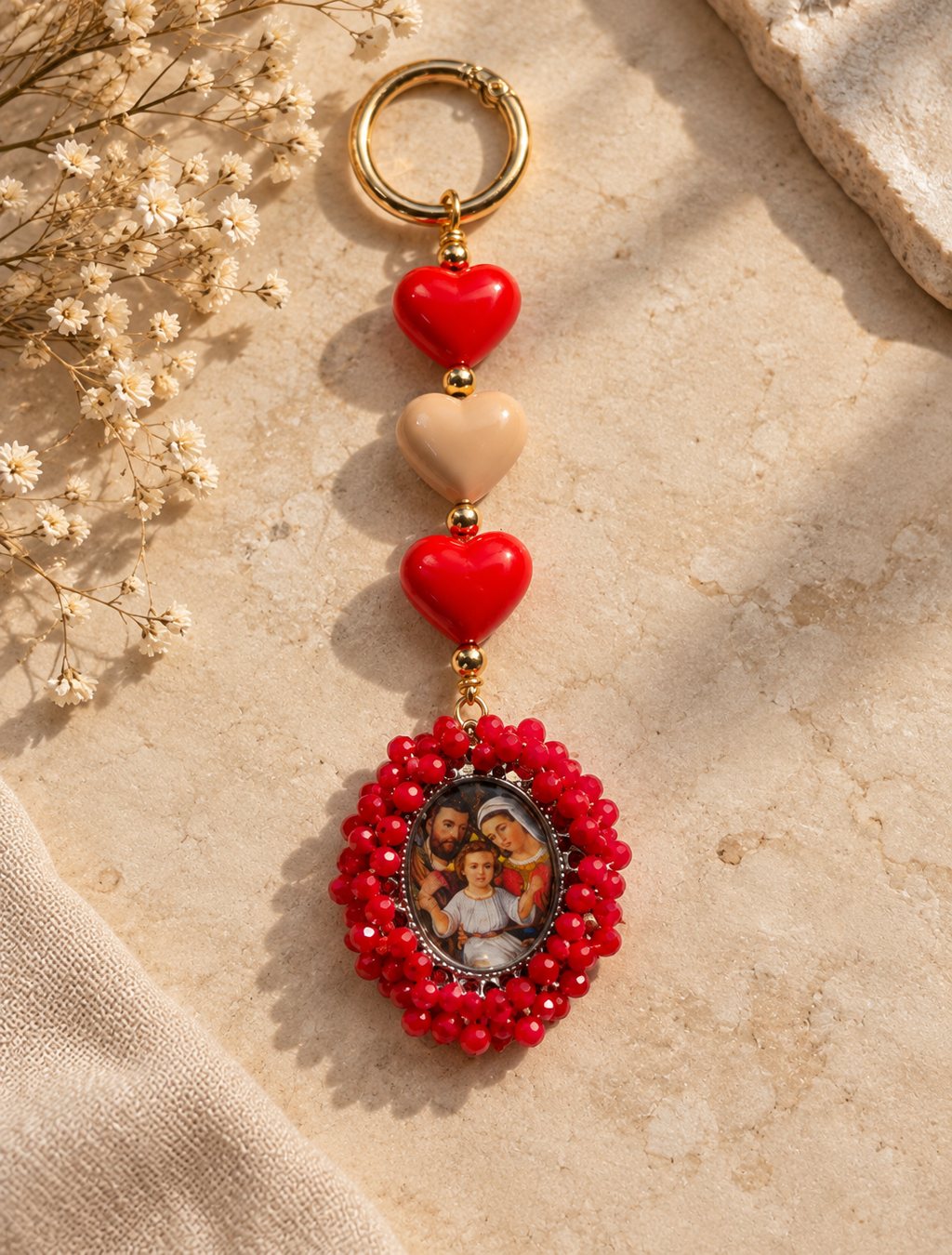 Llavero Sagrada Familia rojo
